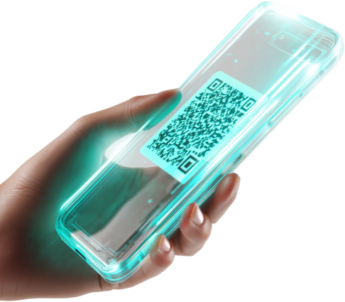 טלפון נייד עם קוד QR